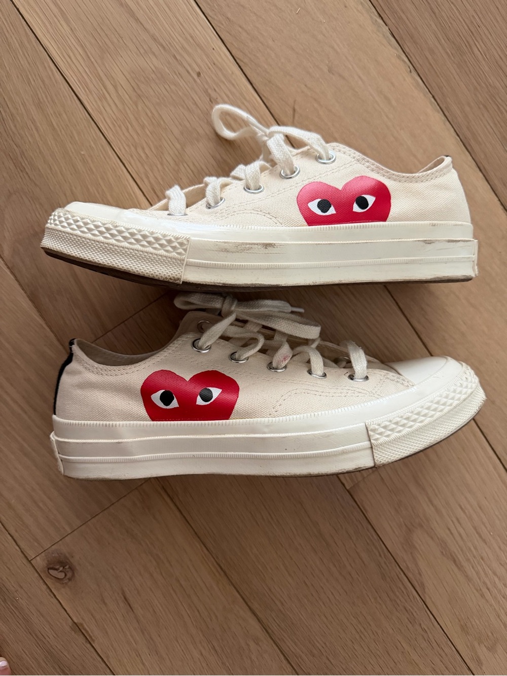 Canvas Sneakers with Red Heart Graphic